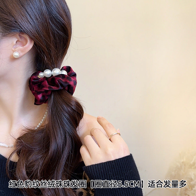 Wholesale Autumn and winter vintage velvet leopard print large hair rope